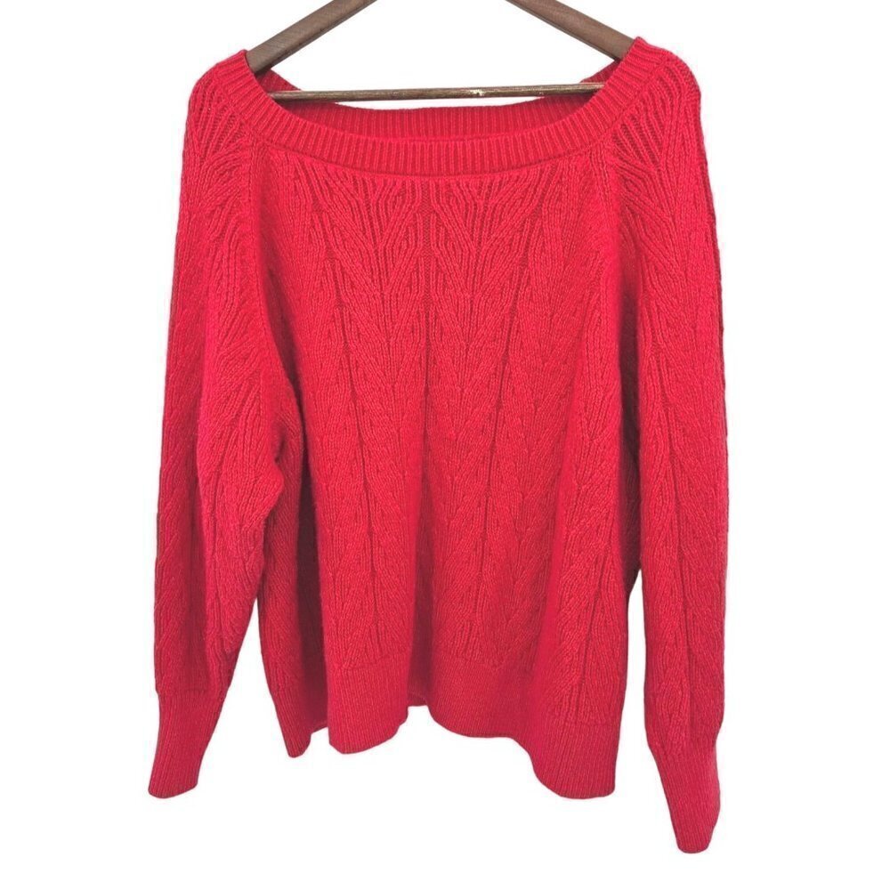 Old Navy Cable Knit Sweater 2X 22 24 Pullover Drop Sleeve Barbiecore Hot Pink
